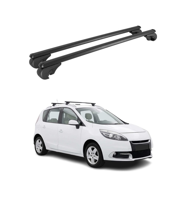 Renault Scenic Iıı 2009-2016 Arası Uyumlu Port Bagaj Taşıyıcı Ara Atkı Alüminyum Siyah 2 Parça