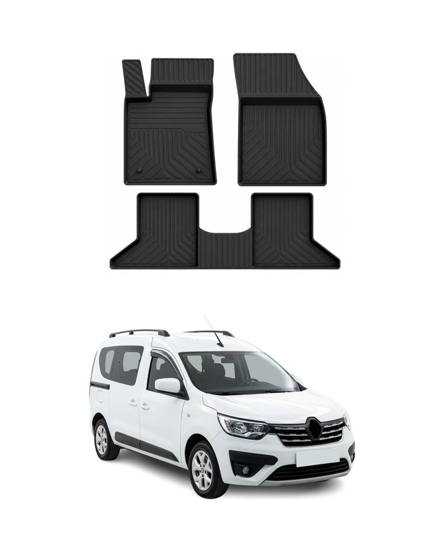 Renault Express 2021-2026 Uyumlu 4d Havuzlu Paspas Kauçuk Siyah 3 Parça