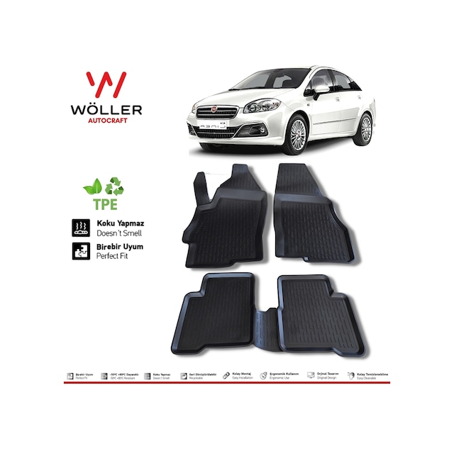 Fiat Linea Paspas 2007 2017 Arası 3D Havuzlu Wöller Paspas