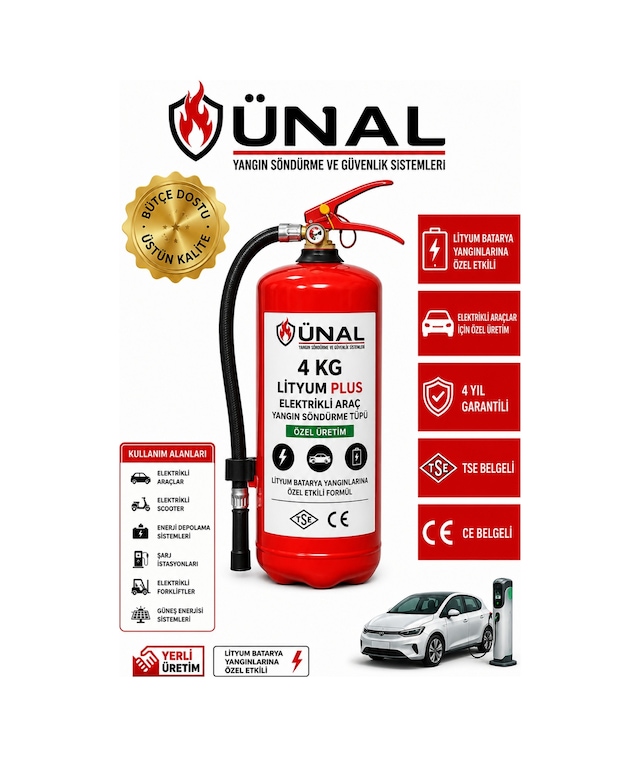 4 Kg Elektrikli Araç Lityum Yangın Söndürücü Kkt Yangın Tüpü Ev Ofis