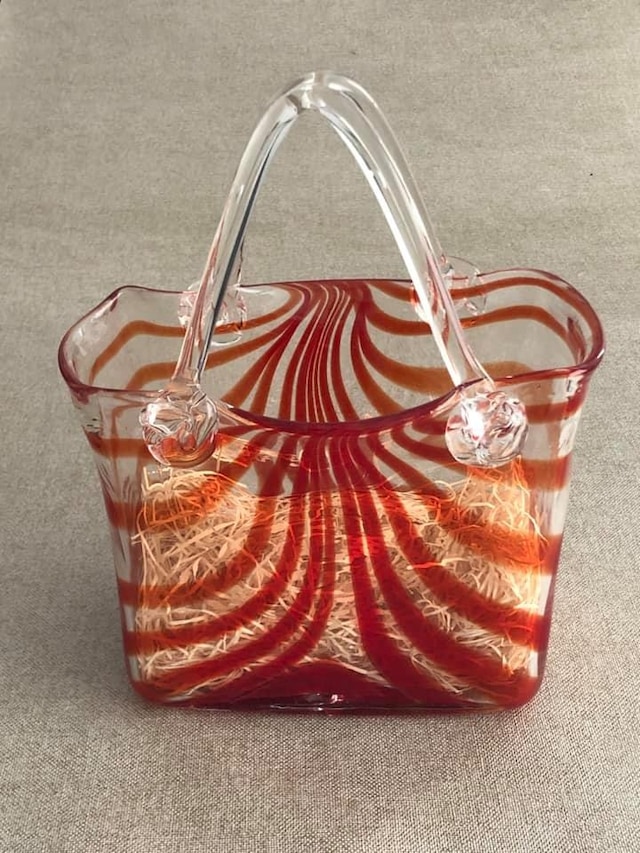 Fifth Avenue Crystal Vintage El Boyama Kırmızı Cam Vazo Çanta Teşhir Ürün
