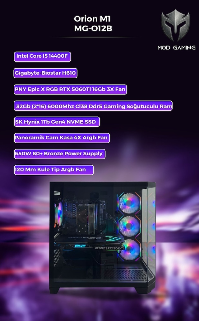 Mod Gaming Orion Core i5-14400F RTX 5060 TI 32GB RAM 1TB SSD