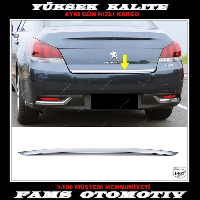 Peugeot 508 Krom Bagaj Alt Çıtası 2010-2018 Arası P.Çelik
