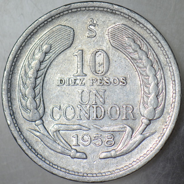 Şili 10 Peso 1 Condor 1958.