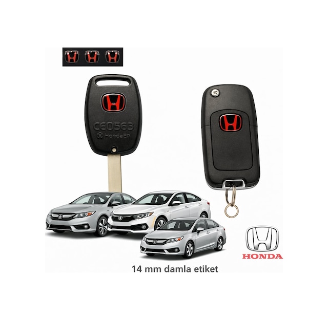 Honda Fd6 Fb7 Fc5 Fe1 Anahtar Logo Amblemi Kumanda Logo Çap 1.4 Cm 14 Mm 2 Adet Kırmızı