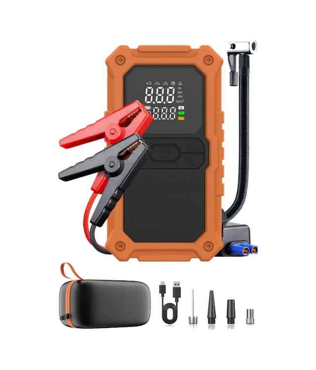 Akü Takviye Hava Kompresörü 150 Psı 24000 Mah 2000 Amper Taşınabilir Araç Lastik Şişirme Pompası Powerbank Led