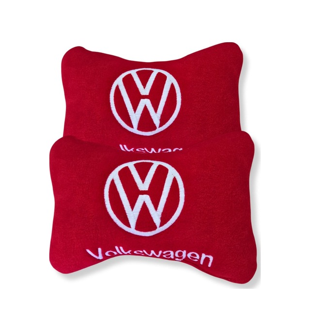 Volkswagen Uyumlu Kırmızı Polar Ortopedik Araç Koltuk Seyahat Boyun Yastık / 2'li Set