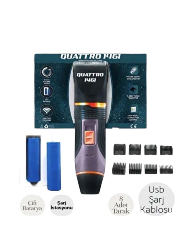 Quatro 1461 Saç Sakal Kirli Sakal Tıraş Makinası Usb Kablolu 2,5 Saat