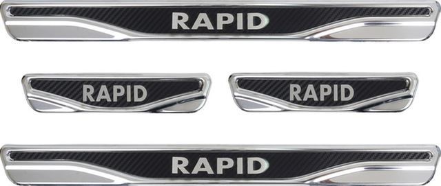 Skoda Rapid Uyumlu Kapı Eşiği Karbon Krom 4 Parça