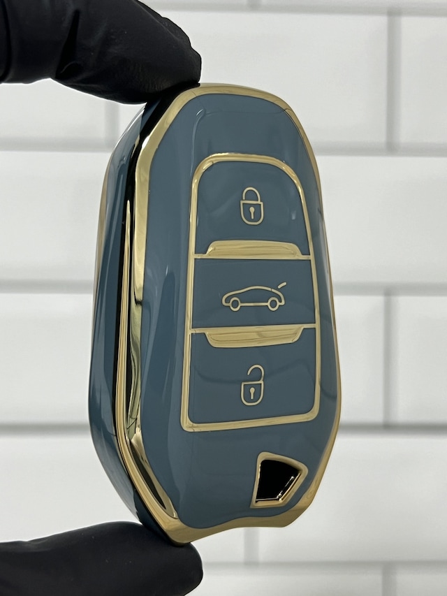 Peugeot 308 408 508 2008 3008 5008 Uyumlu Smart Nano Anahtar Kılıfı Gri - Gold