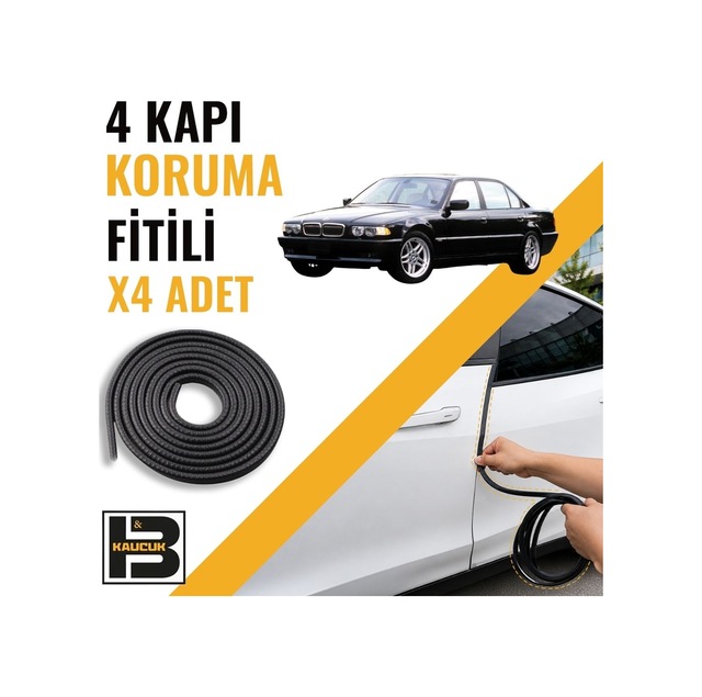 Bmw 7 Serisi E38 1995-2001 Kapı Koruma Fitili-4 Kapı-siyah-bm2346