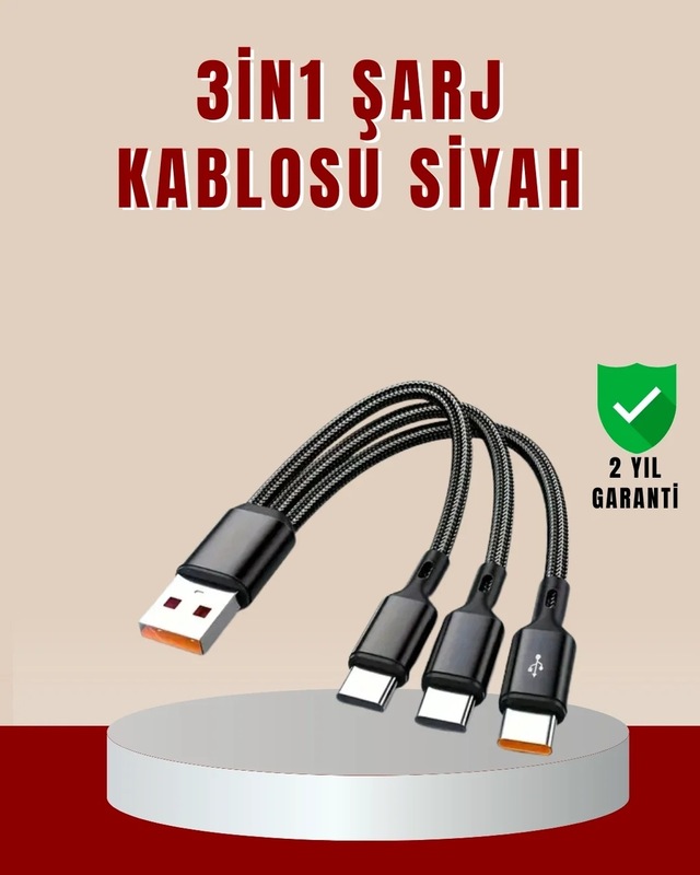 Ers 3 Ü 1 Arada Hızlı Şarj Kablosu İos Android Type-c Uyumlu