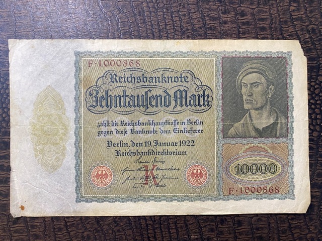 Almanya İmparatorluğu 10000 Mark Reichsbanknote Deutsches Reich 1922 Temiz - T Fine F
