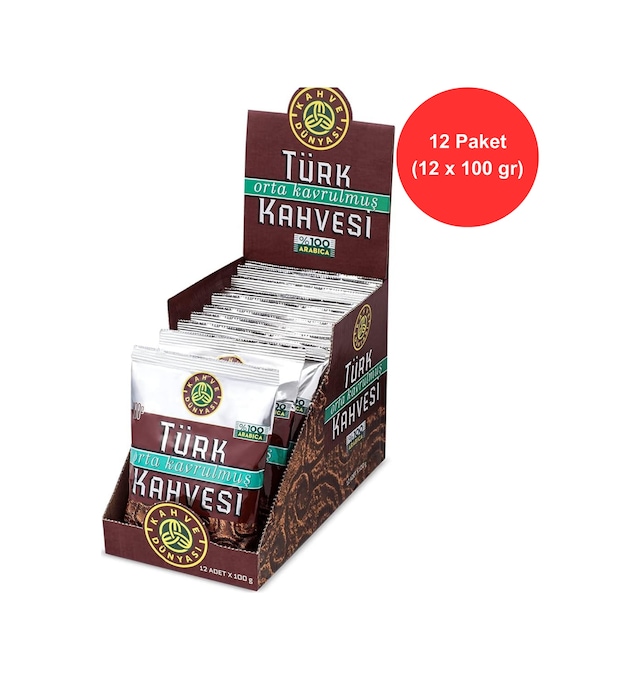 Kahve Dünyası Türk Kahvesi 12 Adet X 100 G Orta Kavrulmuş %100 Arabica Bol Köpüklü Türk Kahvesi