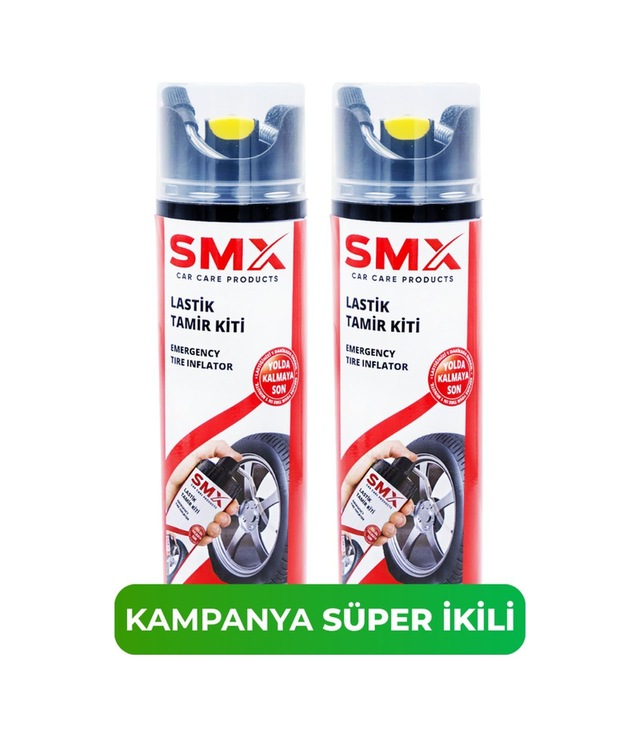 Lastik Tamir Kiti 500ml 2'li - Lastik Onarım Spreyi, Oto İlk Yardım, Acil Lastik Şişirici Uyumlu