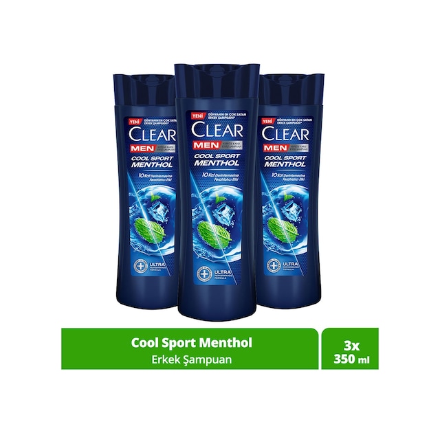 Clear Men Cool Sport Menthol Kepeğe Karşı Etkili Şampuan 3 x 350 ML