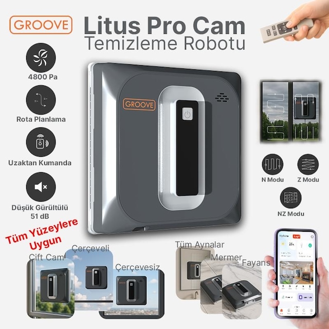 Groove Litus Pro 4 Ultrasonik Spreyli Cam Silme Robotu