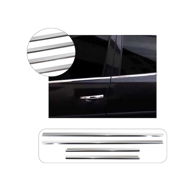 Peugeot 206 Uyumlu 1998-2012 Krom Cam Çıtası 4 Parça Paslanmaz Çelik