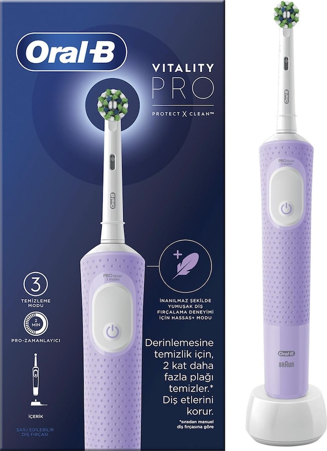 Oral-B D103 Vitality Pro Cross Action Lila Şarjlı Diş Fırçası