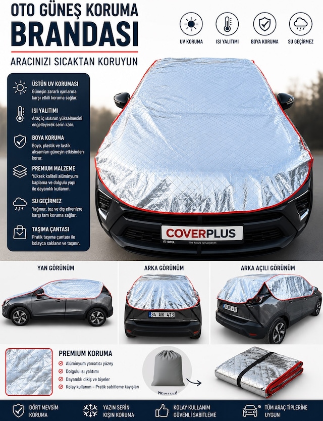 Citroen C5 Aircross Uyumlu Yarım Araba Brandası Güneş Koruyucu 2022-2025