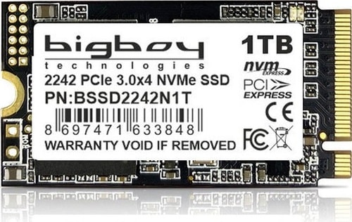 BigBoy 22x42 MM 1TB NVMe M.2 2280 PCIe 3.0 Okuma 2500 MB/s Yazma 1800 MB/s