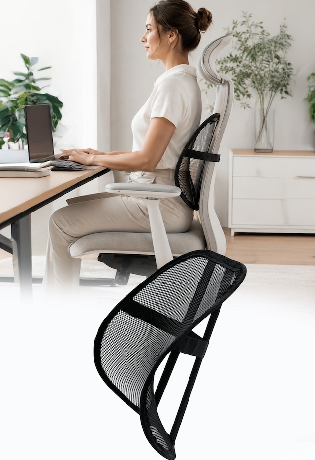 Ortopedik Bel Destek Yastığı Ofis Sandalyesi Bel Desteği Ergonomik Fileli Terletmeyen Kamburluk Önleyici Bel Minderi