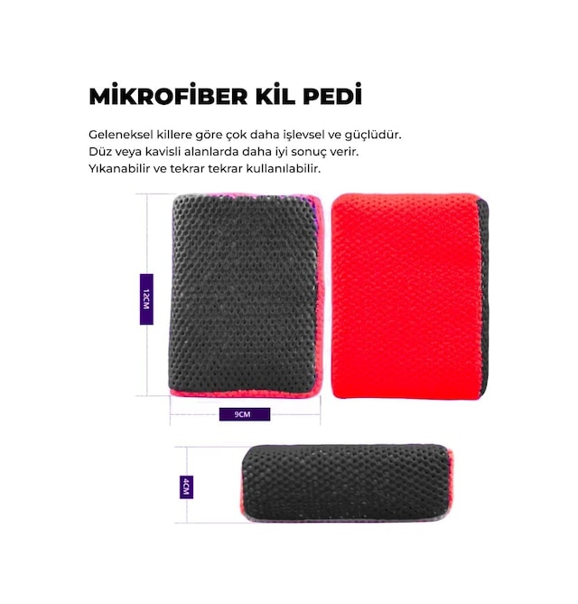 Detail Market Yüzey Temizleyici Mikrofiber Süngerli El Kil Pedi 12x9 Cm