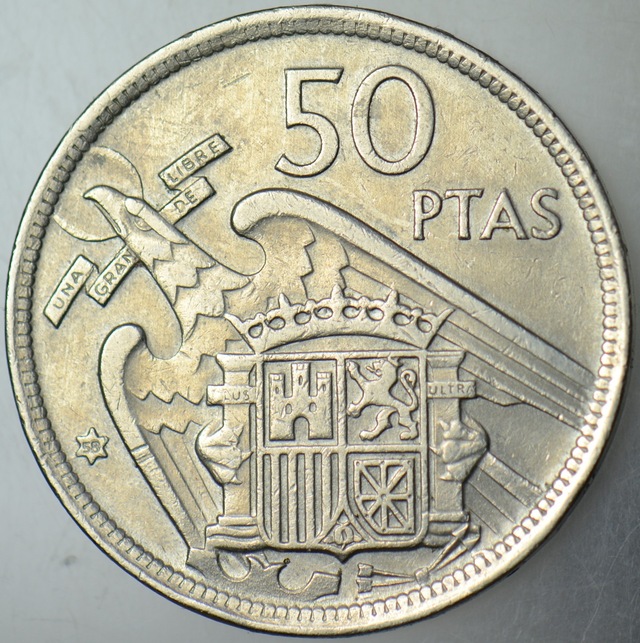 İspanya 50 Peseta 1957 58 Una Grande Lıbre. 30 Mm. Franco Dönemi.