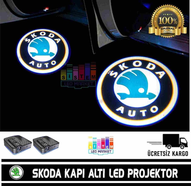 Skoda Araçlar İçin Pilli Yapıştırmalı Kapı Altı Led Logo N11.9216
