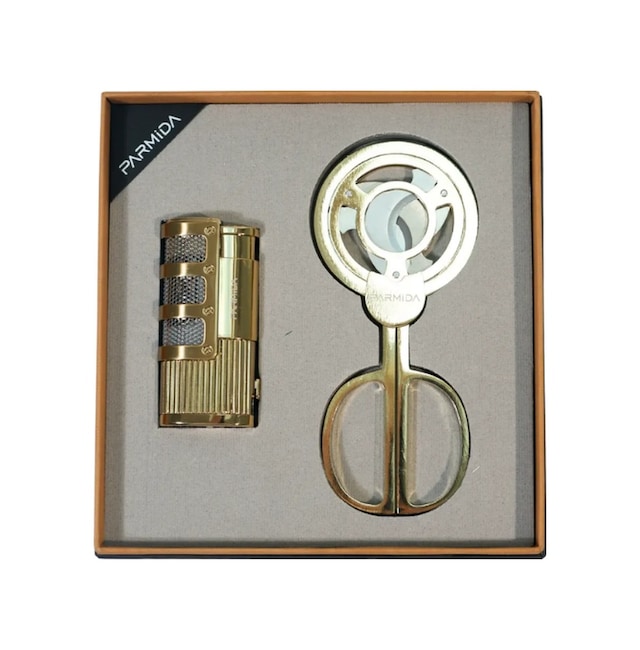 Parmida 3 Torch Gold Çakmak Gold Makas İkili Puro Seti Tr9856