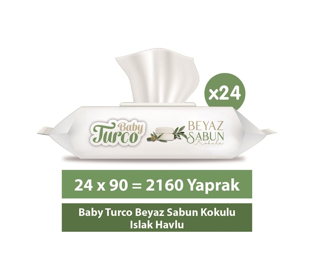 Baby Turco Beyaz Sabun Kokulu Islak Havlu 24 x 90'lı 2160 Yaprak