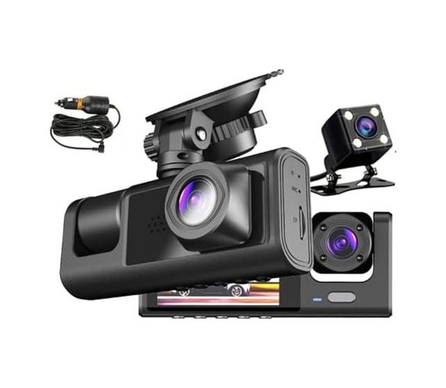 H309 Full Hd 1080p Üç Kameralı Araç Içi Kamera Araba Güvenlik Kamerası Gece Görüşü Ön Geri İç Kayıt Ir Led