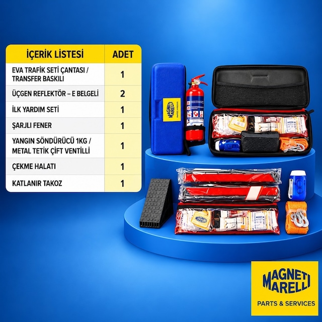 Mako Magneti Marelli Trafik Seti İlk Yardım Çantası Yangın Söndürücülü Çantalı İlk Yardım Seti Yönetmeliğe Uygun
