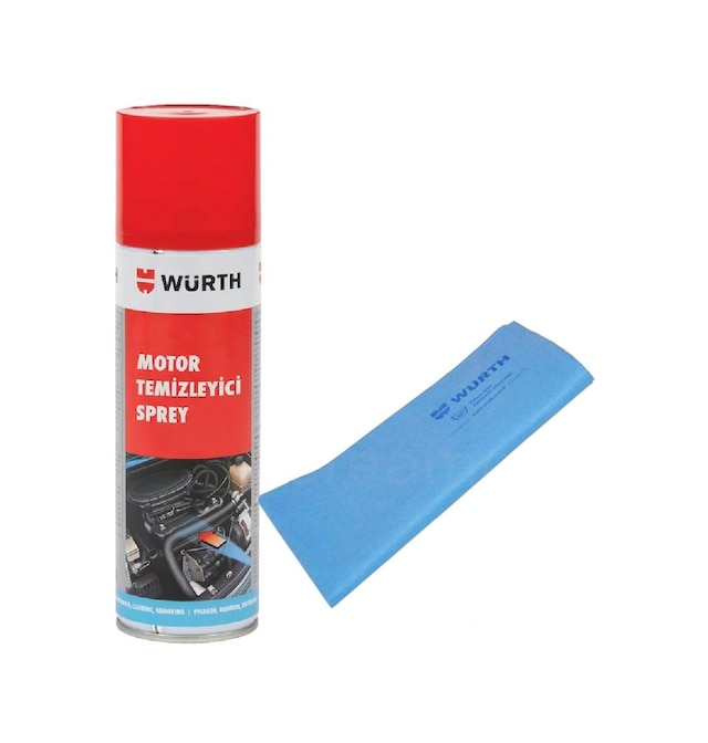 Würth Motor Temizleyici Sprey 500 Ml + Güderi Bez Mavi 130 Gr N11.220