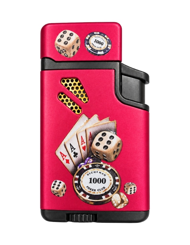 Hunter Çift Torch Pürmüz Ace & Chip Design Siyah Metal Puro Çakmağı Ack044