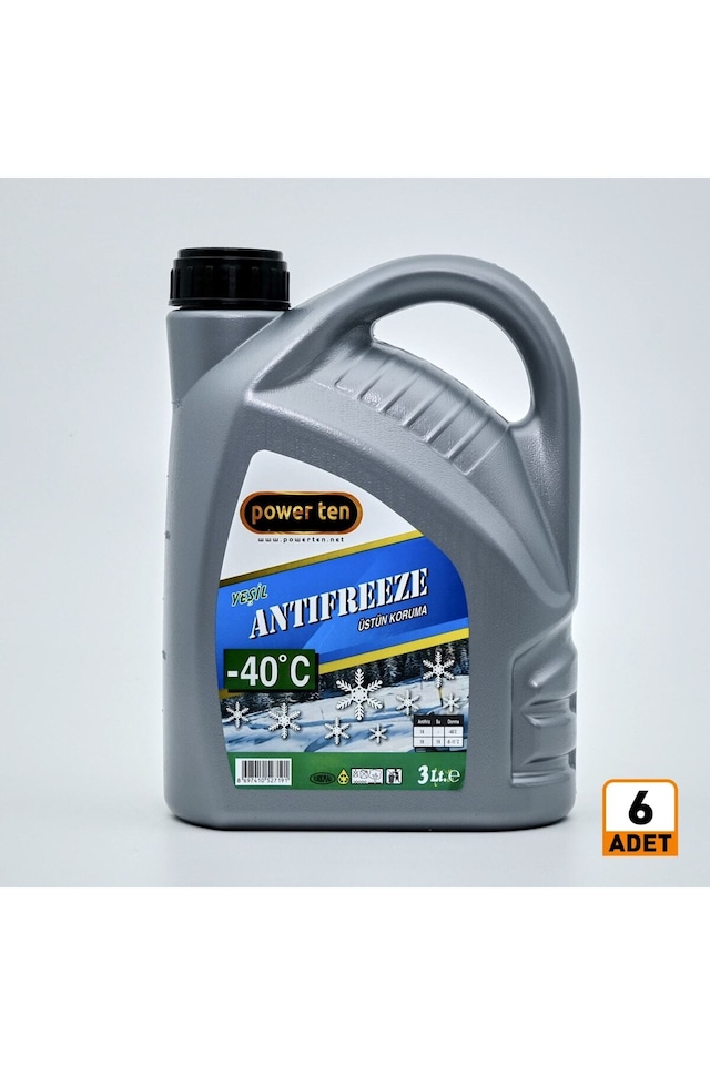 Yeşil Antifriz -40 C 3 Litre 6 Adet Organik Konsantre