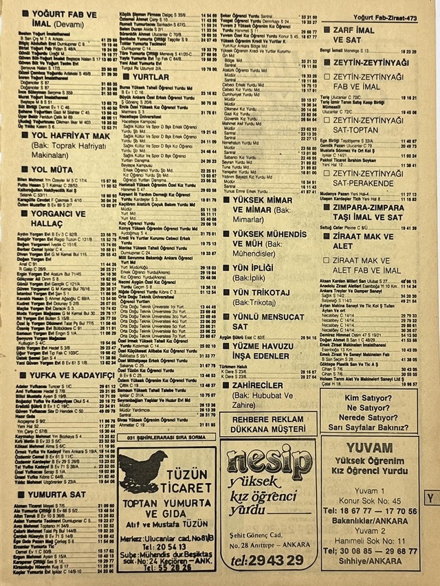 Ankara 1986 Meslek Reklam İlanı Efemera S473 Teşhir Ürün