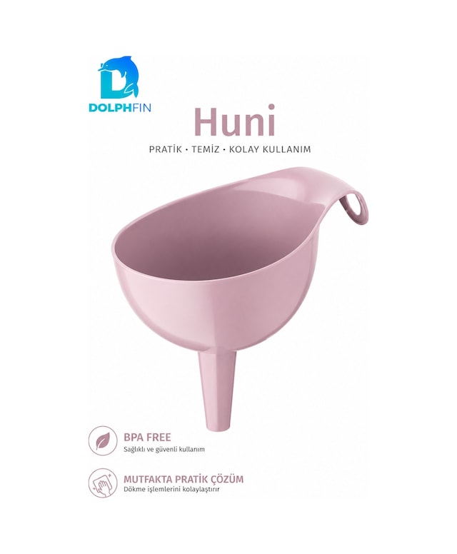Plastik Mutfak Hunisi Geniş Ağızlı Saplı Sıvı Yağ Su Aktarma Hunisi Pembe Bpa İçermez