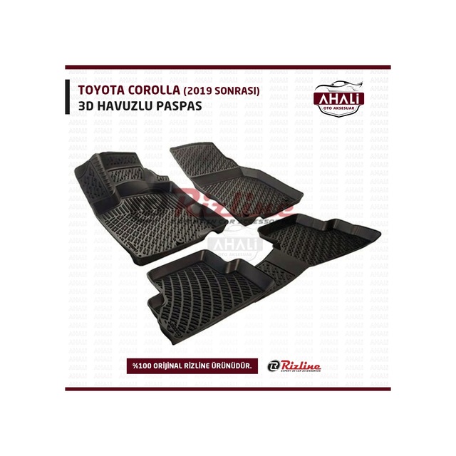 Rizline Toyota Corolla Uyumlu 2019 Sonrası 3D Havuzlu Paspas