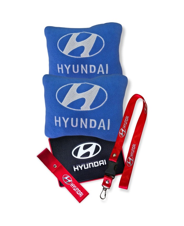 Hyundai Nakış İşlemeli Mavi Polar Ortopedik Araç Seyahat Boyun Yastık Hyundai Araç Oto Aksesuar Mavi