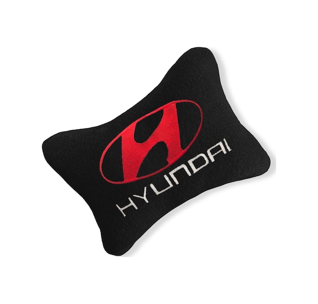 Hyundai Nakış Işlemeli Siyah Polar Ortopedik Araç Oto Koltuk Seyahat Boyun Yastık / Tekli Siyah