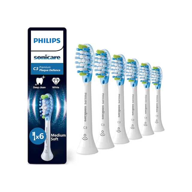 Philips Sonicare C3 Premium Plaque Defense Yedek Fırça Başlıkları, Beyaz, 6'lı Paket, Hx9046/87