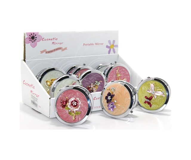 1 Adet El Aynası Kabartmalı Desenli 7 Cm Taşınabilir Tutmalı Model, Hand Mirror, Pocket Mirror