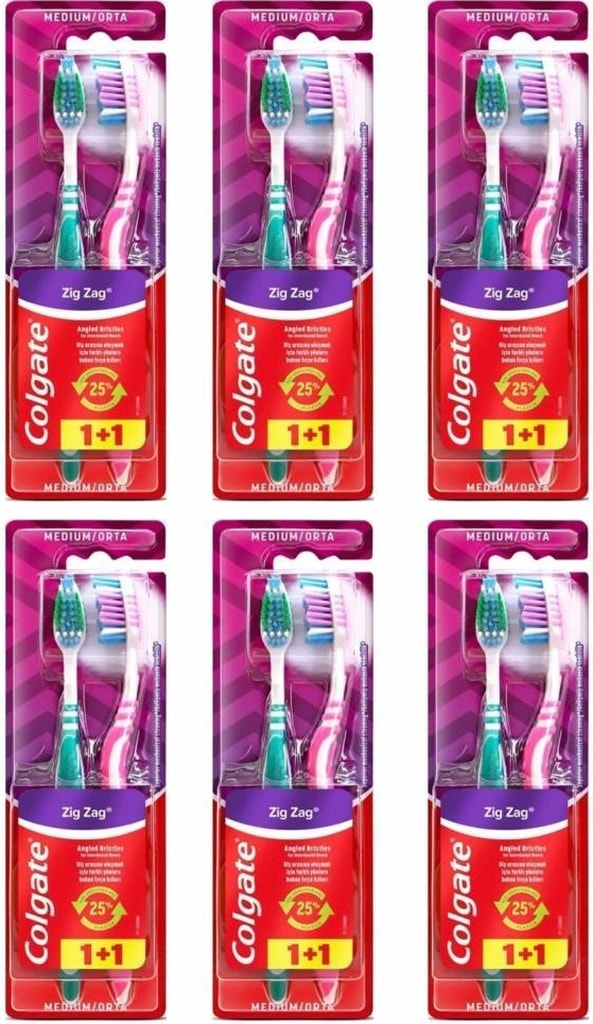 Colgate 6 Adet Zigzag Orta Diş Fırçası 1+1
