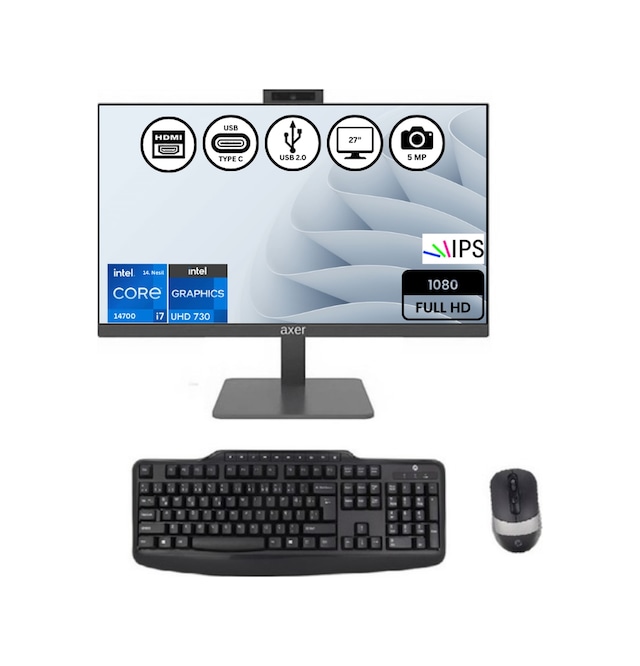 Axer AX27H744 i7 14700 32 GB 1TB SSD 27" Free Dos AIO Masaüstü Bilgisayar