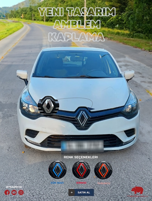 Renault Clio 4 2012-2018 Yeni Tasarım Amblem Sticker - Siyah
