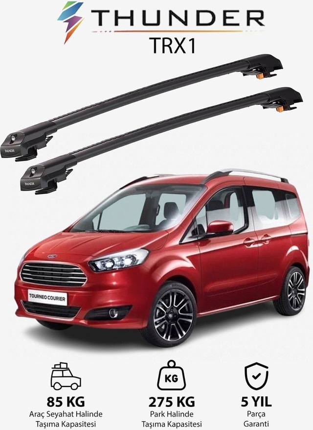 Ford Courıer 2014-2022 Trx1 Thunder Carrier Kilitli Ara Atkı Taşıyıcı Tavan Barı Gri