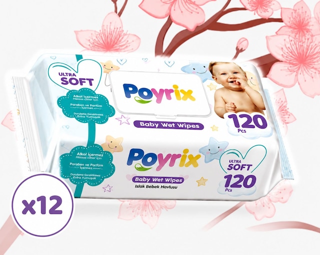 Poyrix Islak Havlu Ultra Soft 120'li x12 12'li Set