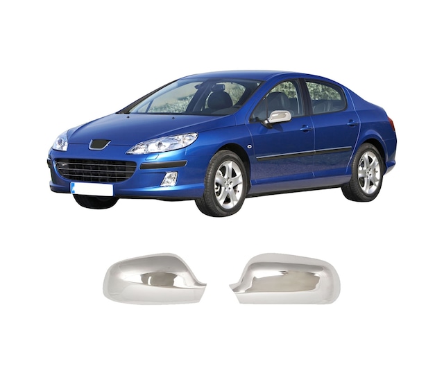 Peugeot 407 Uyumlu 2004-2010 Krom Ayna Kapağı 2 Parça Paslanmaz Çelik