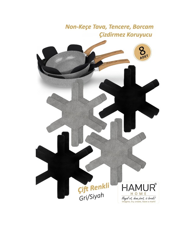 Tencere Tava Borcam Koruyucu Çizdirmez Non Keçe 8'li Set Çizilmeye Darbeye Karşı Dayanıklı Koruma
